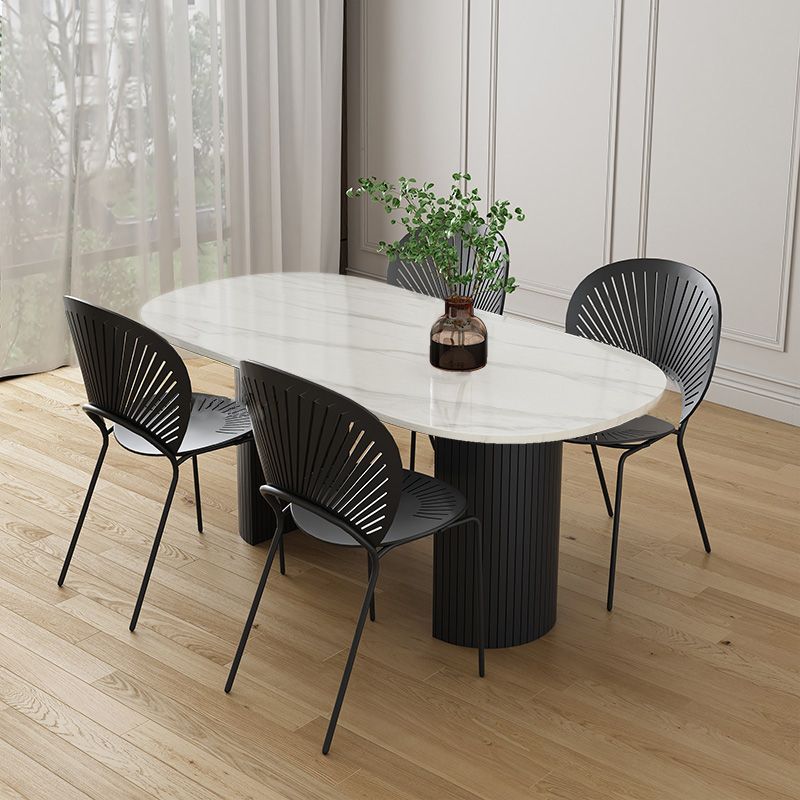 Simplicity Style Furniture Oval Double Pedestal Dining Site Table for Dining Room