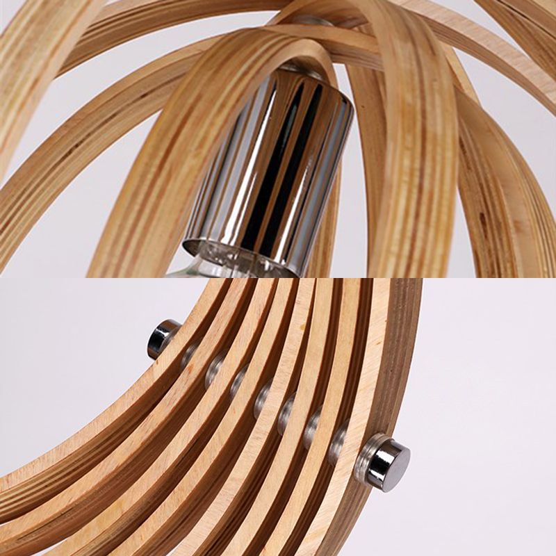 Revolverende ringvormige hanger nieuwigheid eenvoudige houten single-bulb beige hangende lamp