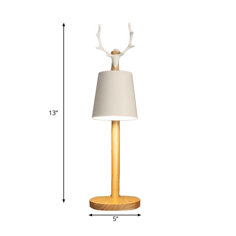 Rotatable Wood Desk Light with Animal Deco Living Room 1 Light Nordic Style Table Lamp in Beige