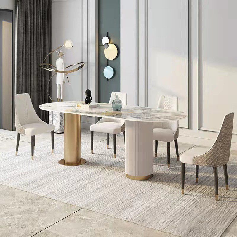 Nordic Glam Sintered Stone Oval Dining Table Set 1/4/5/7 Pieces Dining Set