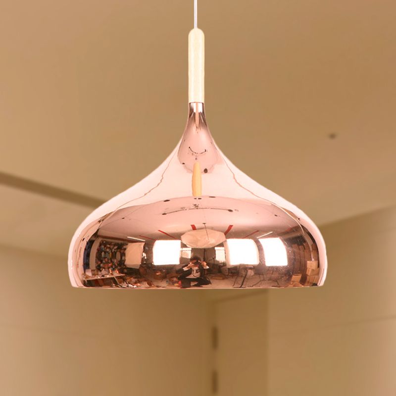 1 têtes de bol de bol d'éclairage pendentif moderniste élégant chromé / or / rose or métallique suspendue en suspension pour table à manger