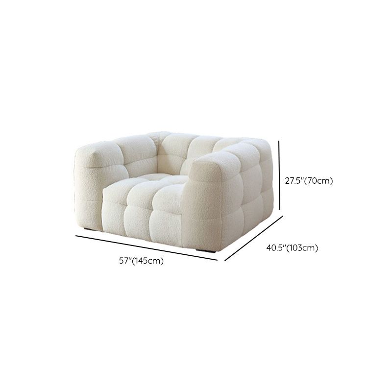 27.55" Tall Tuxedo Arm Sofa Fabric Biscuit Back Sofa in White