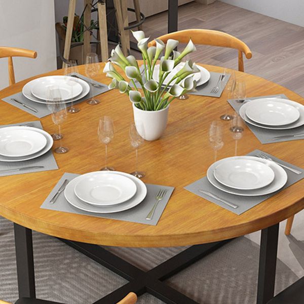 1/7 Pieces Modern Dining Set Solid Wood Round Table with Leather Chairs
