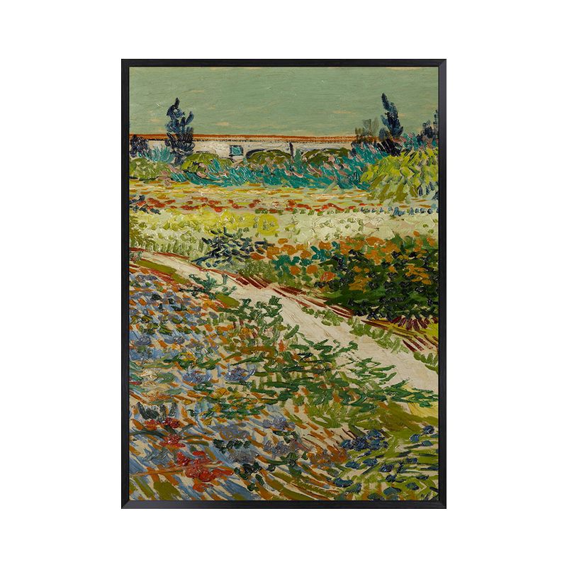Green Farm Field Wall Art Van Gogh Farmhouse Textured Canvas Print for Home