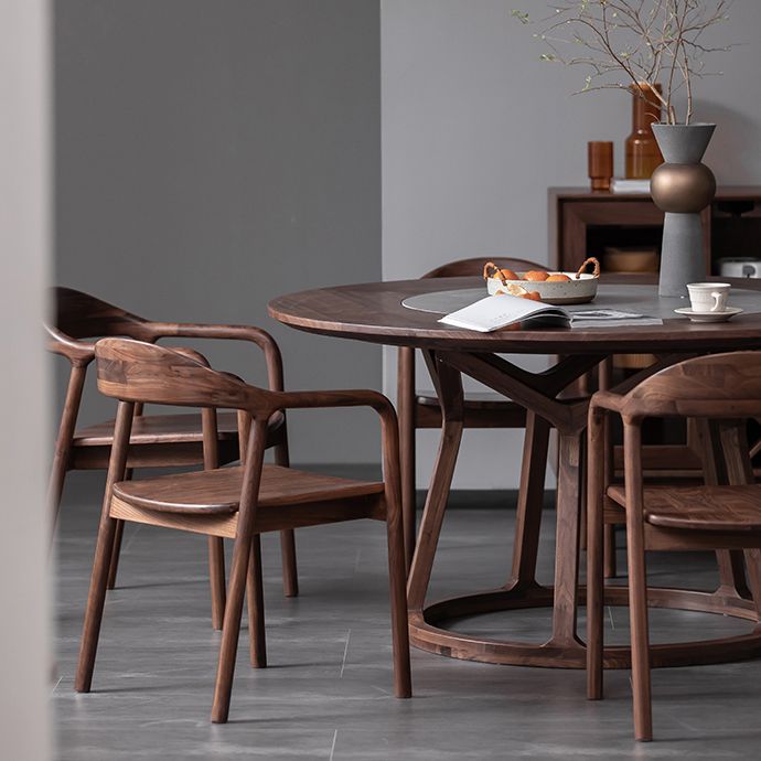 Solid Wood Dining Arm Chair Open Back Dining Arm Chair for Dining Room