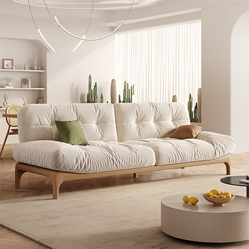 Tropical White Tufted Armless Living Room Faux Leather Seating