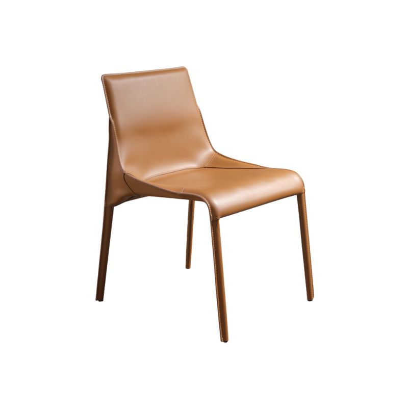 Faux Leather Contemporary Armless Chair Home Metal Dining Chair