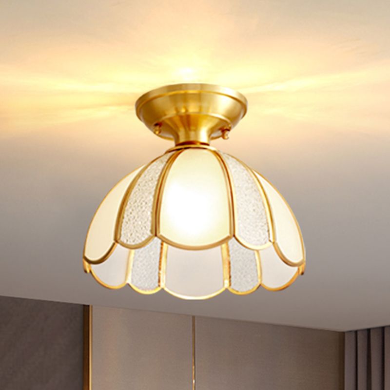 Plafonnier encastré en verre, éclairage de plafond classique en or pour le salon