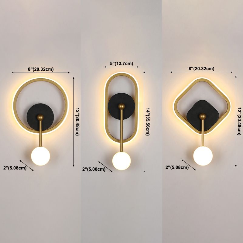 Postmodern Metal Wall Light Geometry LED Wall Lamp with Silica Gel Shade for Bedroom