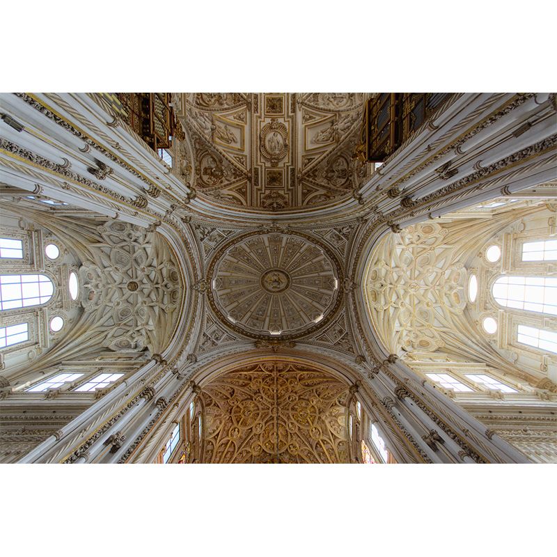 Church Construction Pattern Mildew Wall Mural Horizontalt for Living Room