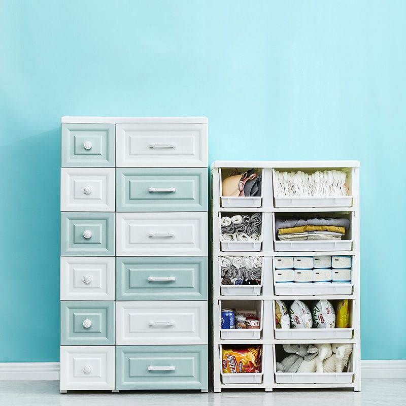 Scandinavian Vertical Plastic Kids Dresser Set with Drawers for Bedroom