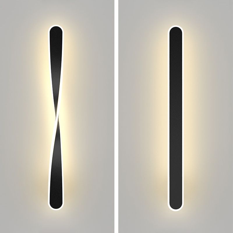 LED Line Shaped Wall Mount Light Fixture Postmodern Style Metal Wall Sconce