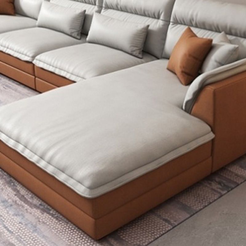 Modern Sectionals Faux Leather Pillow Top Arm Sectionals.134 inch