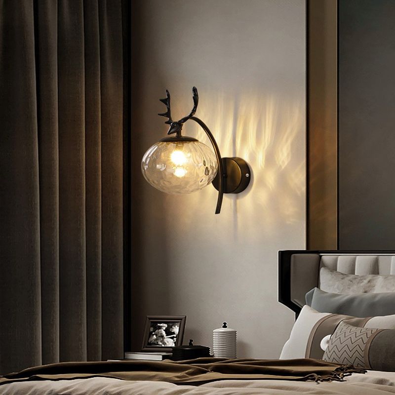 1-Light Ball Wall Lamps Modern Style Glass Wall Mounted Lights