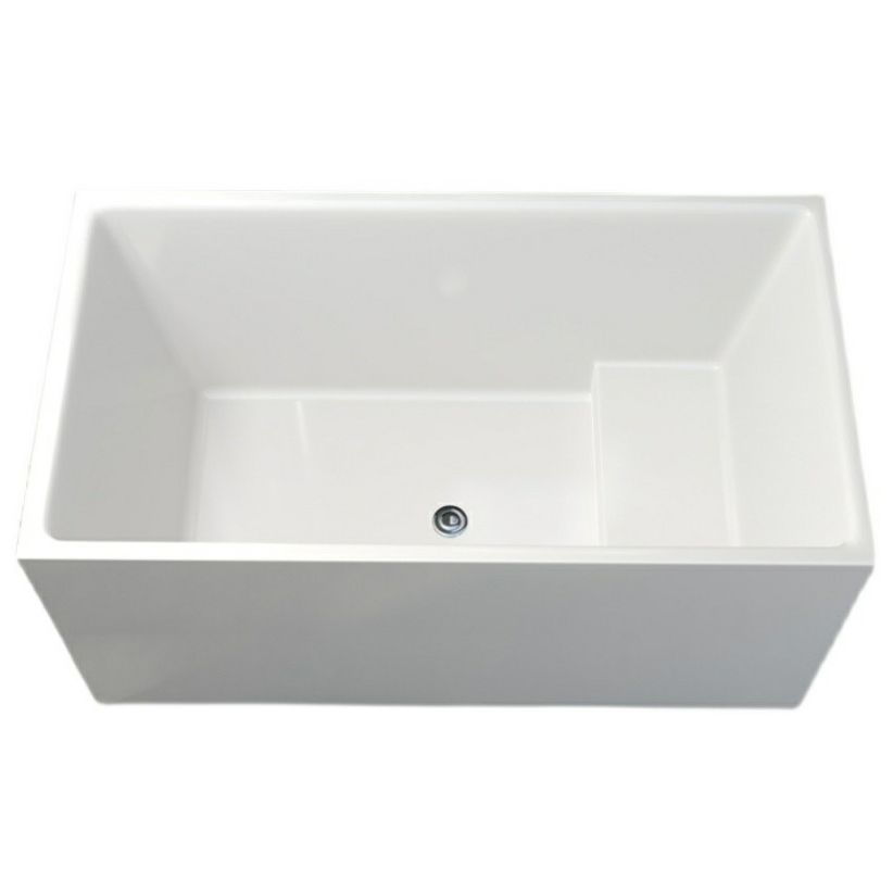 Contemporary White Acrylic Bathtub Rectangular Soaking Tub for Home