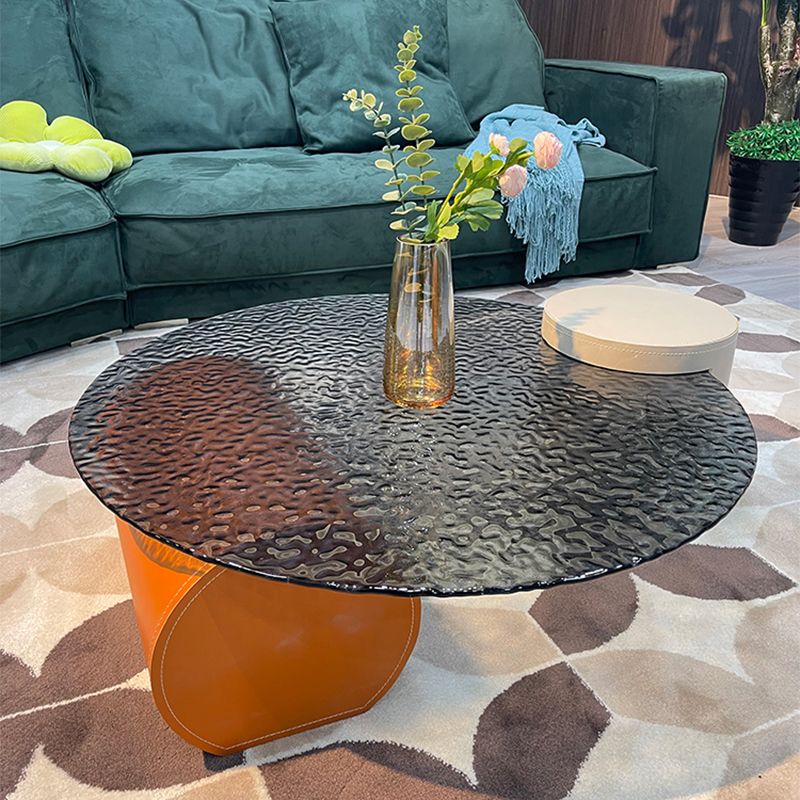 Round Clear Glass Coffee Table Double Pedestal Base 1 Single Cocktail Table