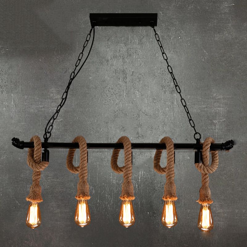 Industrial Style Linear Shape Island Light Metal Chandelier Lamp for Dining Room