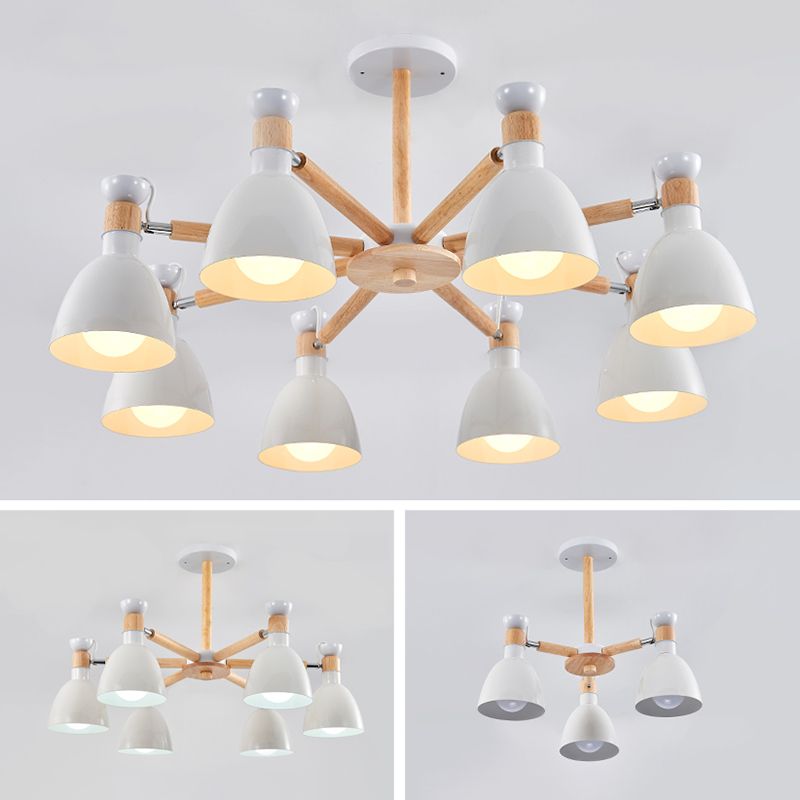 Multi Light Cone Hangende kroonluchter moderne macaron -stijl metalen hangende lamp voor slaapkamer