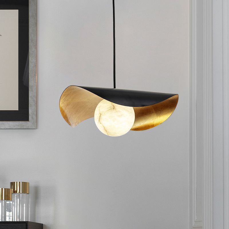 Contemporary Pendant Light 1-Light Hanging Ceiling Light Black for Bedroom