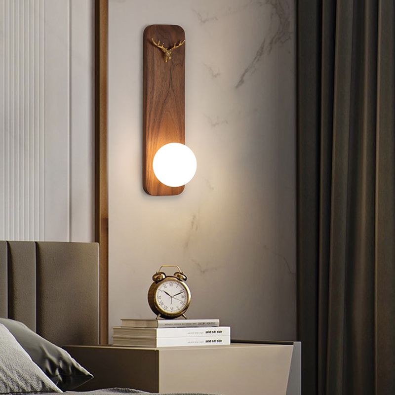 Contemporary 1 Head Wall Sconce White Glass Wall Mounted Light for Reading Room