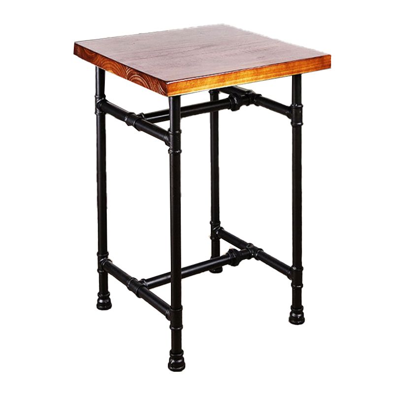 Industrial Style Bar Table Solid Wood Square Bar Dining Table with Footrest
