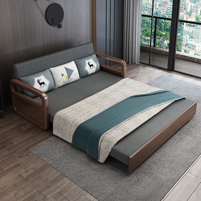 Modern Cotton Blend Sleeper Sofa Wood Frame Armless Sofa Bed