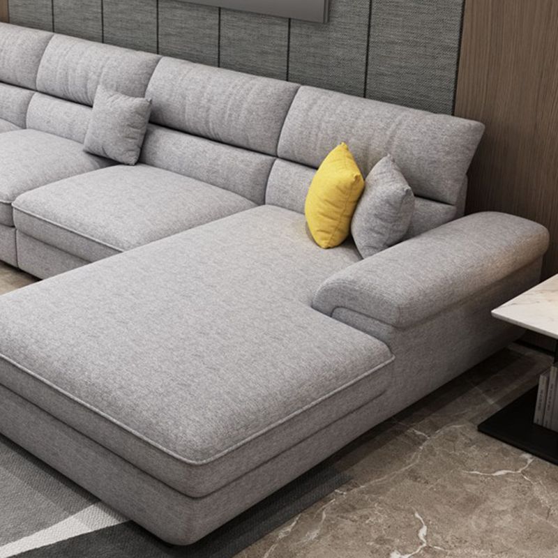 137.79" L Modern Linen Sectional Pillow Top Arm Sectional for Living Room