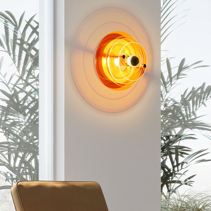 Round Multi Color Wall Mounted Fixture Acrylic & Iron 1 - Light Modern Wall Sconce