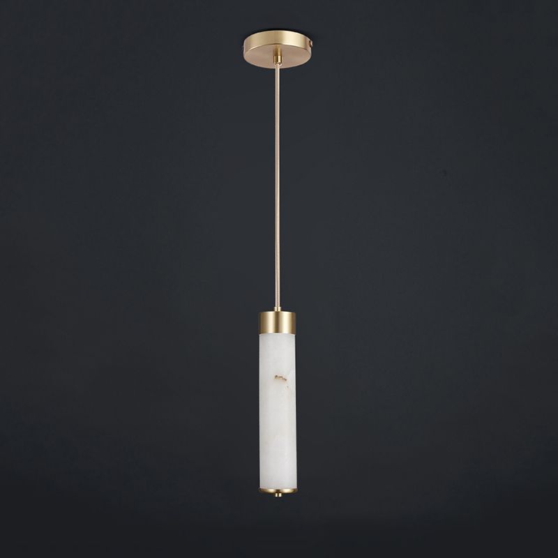 Accesorio de iluminación colgante de cilindro de piedra Luz de techo de latón LED moderno Luz