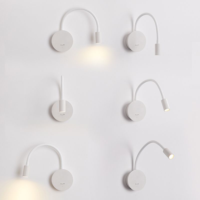 Verstellbare Silikonschlauch -Einfachheit Wandlampe moderne Schlafzimmer LED -Lesen mit unabhängiger Schalter