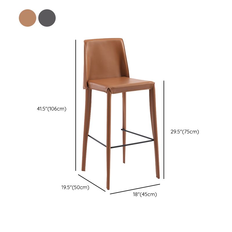 Contemporary Leather Bar Stool Low Back Counter Bar Stool with Metal Legs for Home