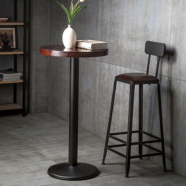 Industrial Leather Bar and Counter Stool Square Stool with 4 Legs