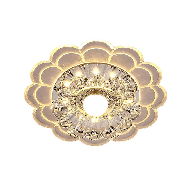 Scalloped Flush Mount Vertiefte Beleuchtung Moderne Kristall Klare LED Deckenleuchte für Korridor