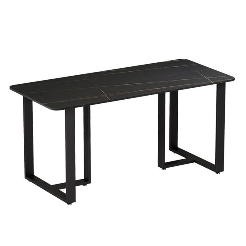 Mesa de comedor rectangular industrial, mesa de piedra sinterizada con pedestal doble para comedor