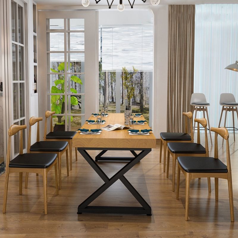 Industrial Double Pedestal Dining Table Set 1/2/7 Pieces Solid Wood Dinette Set