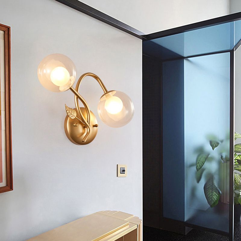 Industrial Style Ball Wall Sconce Glass 2 Light Sconces for Dining Room