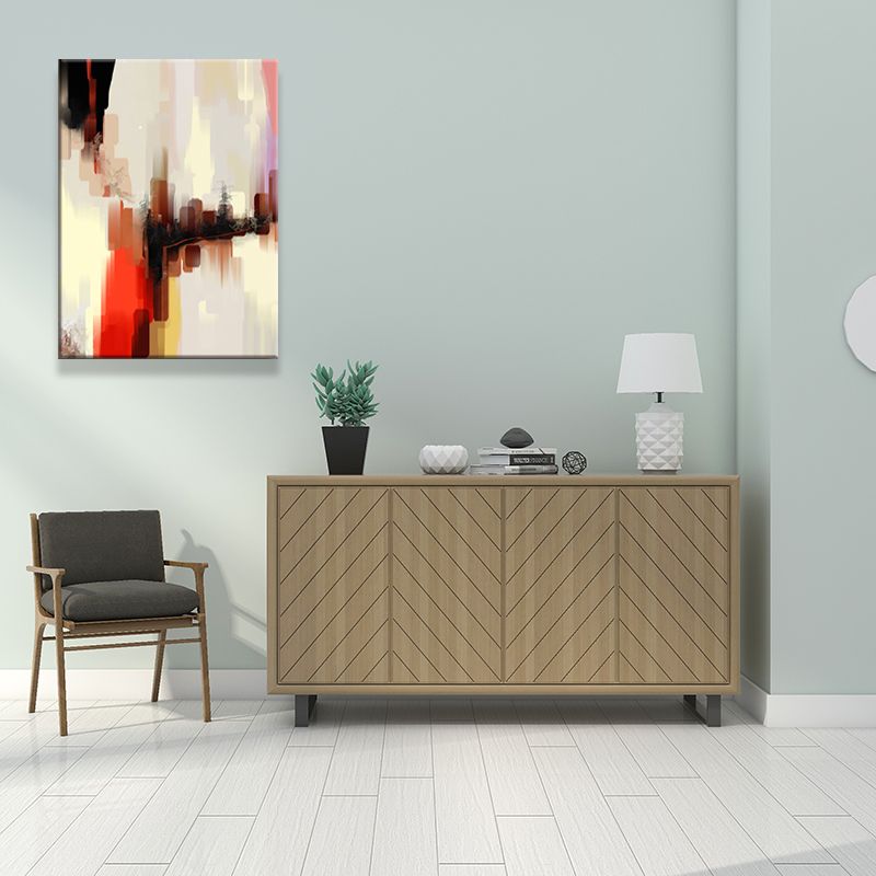 Brown Architecture Canvas Wall Art Abstract Modern Textured Painting for Bedroom