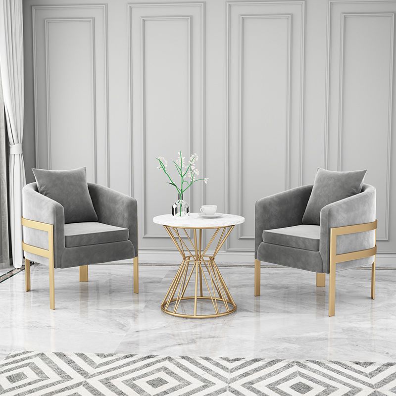 23.62" Wide Velvet Barrel Chair Arms Included Chair for Living Room