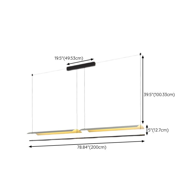Black and White Kitchen Island Fixture Linear Modern Iron Pendant Light