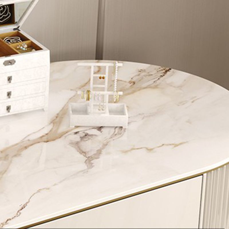 Glam Wood Vanity Dressing Table 2-Drawer Slate Top Make-up Vanity