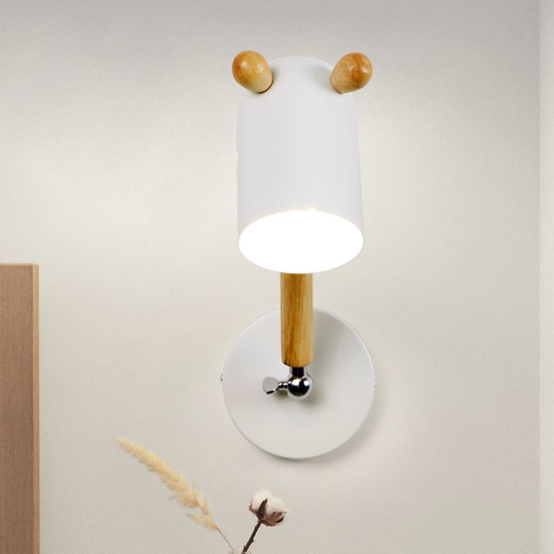 IJzeren langwerpige koepel Swingarm Wandlamp Kinderen 1 lamp Wit/groen/Grey-Wood SCONCE-armatuur met ventilatiegat