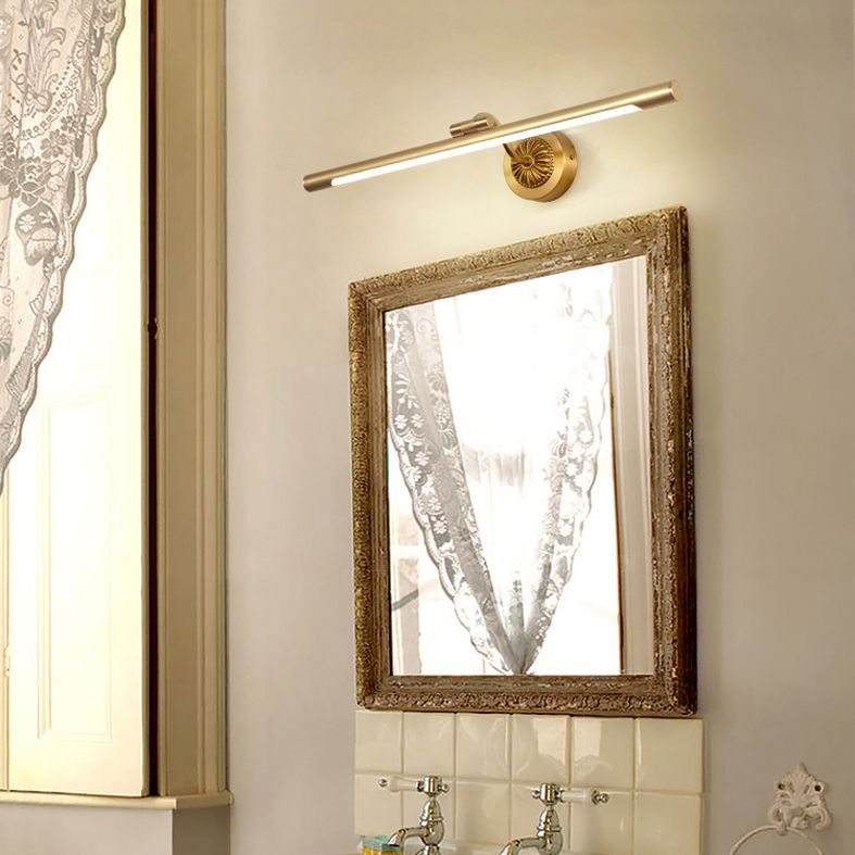 Modern Gold Linear Wall Mount Light Fixture Metal 1-Light Wall Lamp for Bathroom