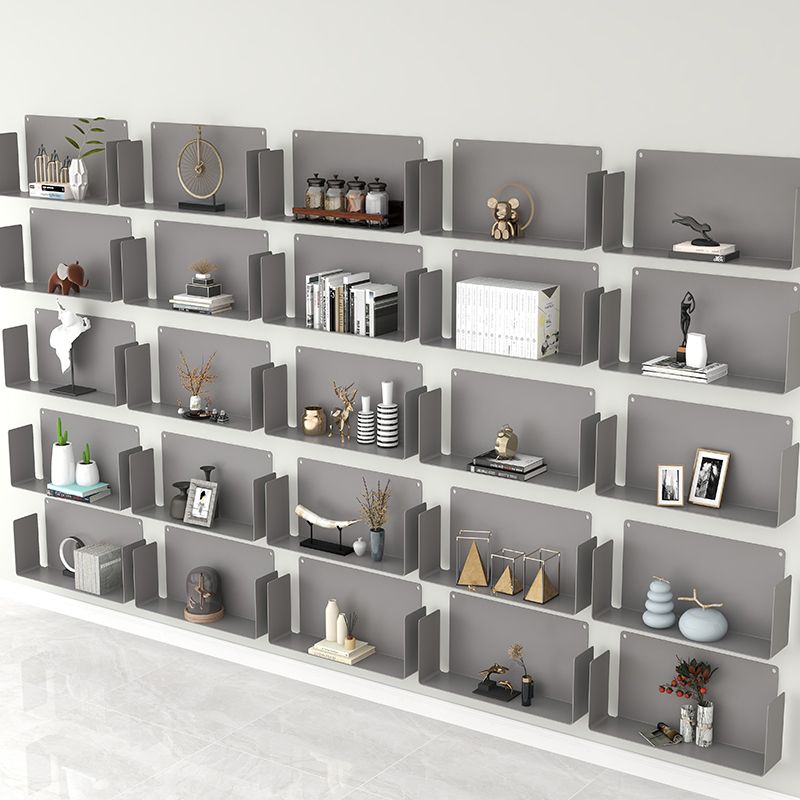 Metal Closed Back Bookshelf Contemporary Floating Bookcase with Shelves