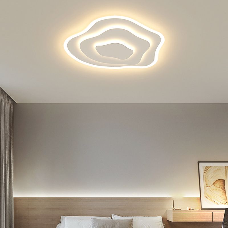 Single White LED Flush Mount Lighting Modern Unique Ceiling Light for Bedroom