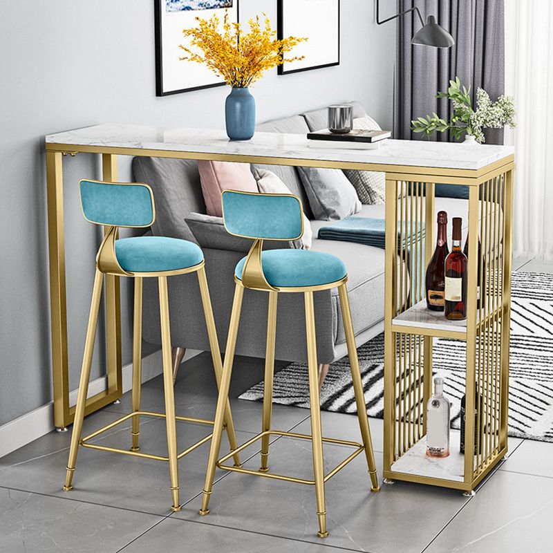 Glam Style 1/2/3 Pieces Faux Marble Bar Table Set Fixed Table Counter Set