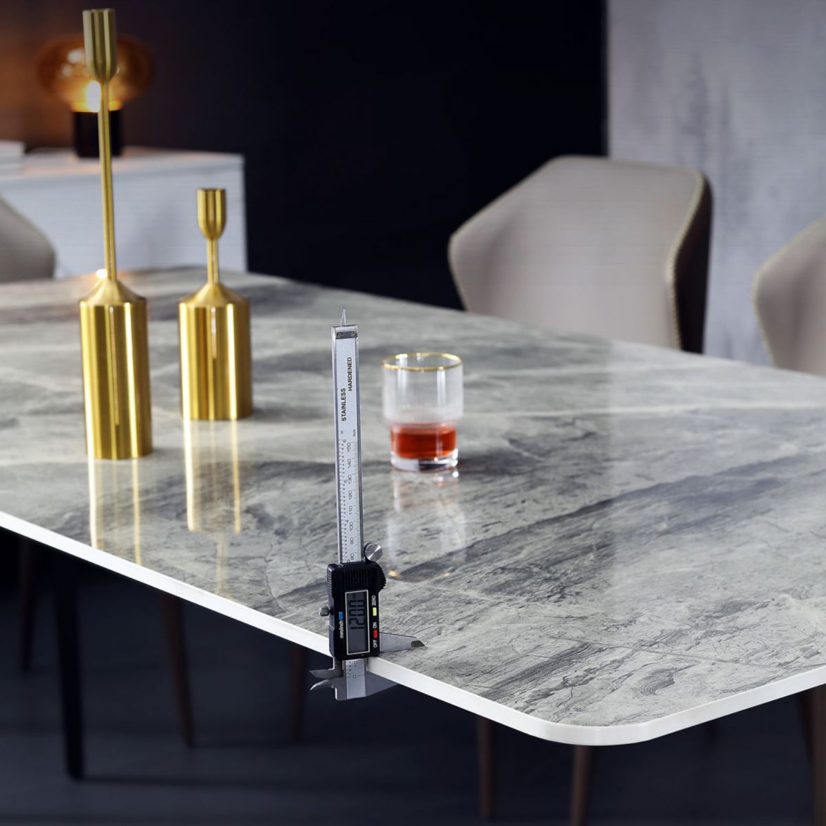 Mid-Century Modern Sintered Stone Table 4 Legs Rectangle Table for Home