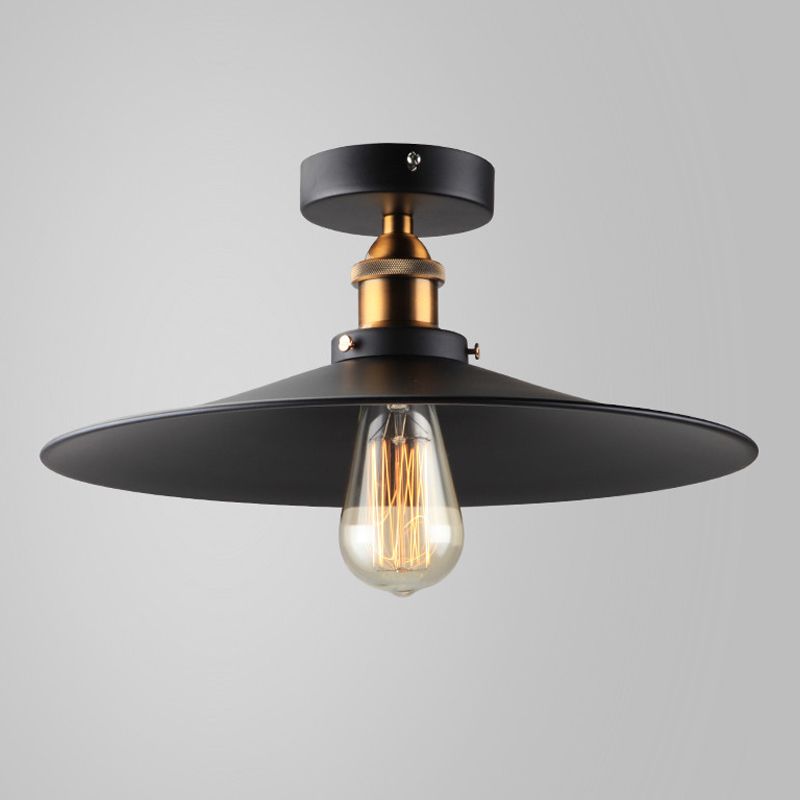 Lumière semi-luxuelle évasée noire Salle de salle à manger en métal industrie