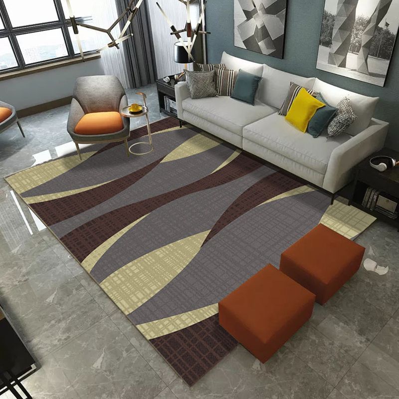 Luxury Living Room Rug Multi Color Geometric Area Rug Polypropylene Easy Care Machine Washable Carpet