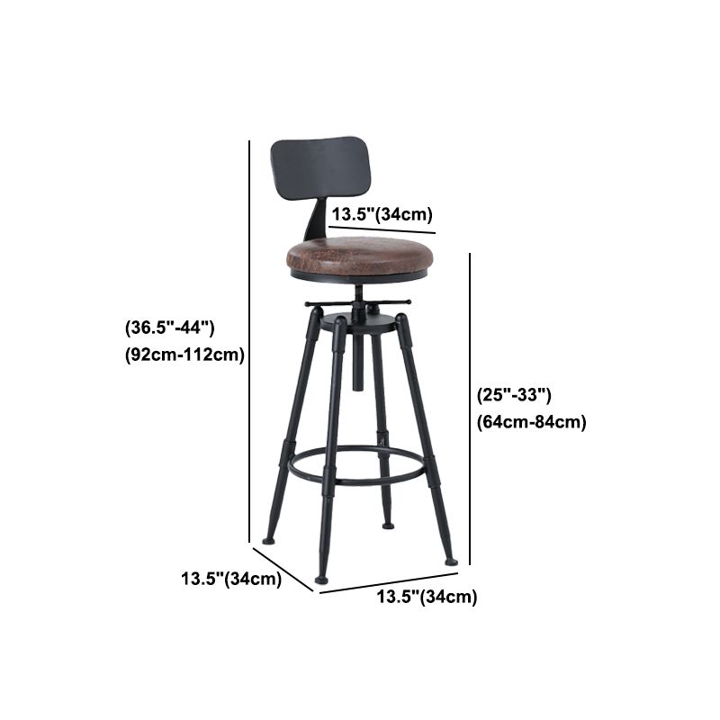 Black Industrial Round Counter Stool Metal Adjustable Height Bar Stool with Swivel