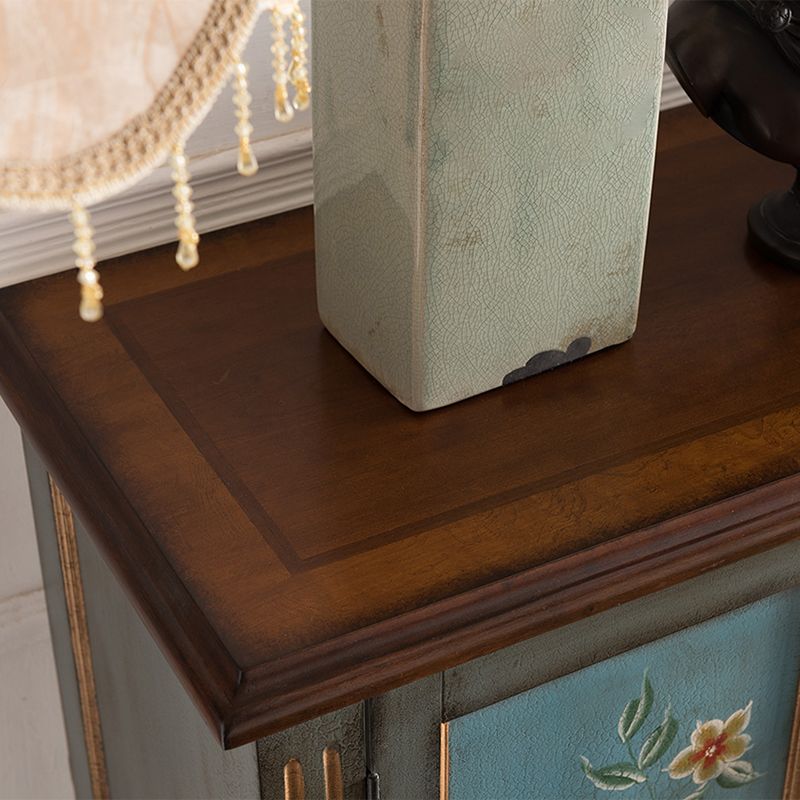 Industrial 4-Door Cabinet, 39" Tall Wood Rectangle Accent Chest, Distressed Wood